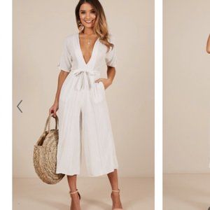 White Pinstripe Jumpsuit